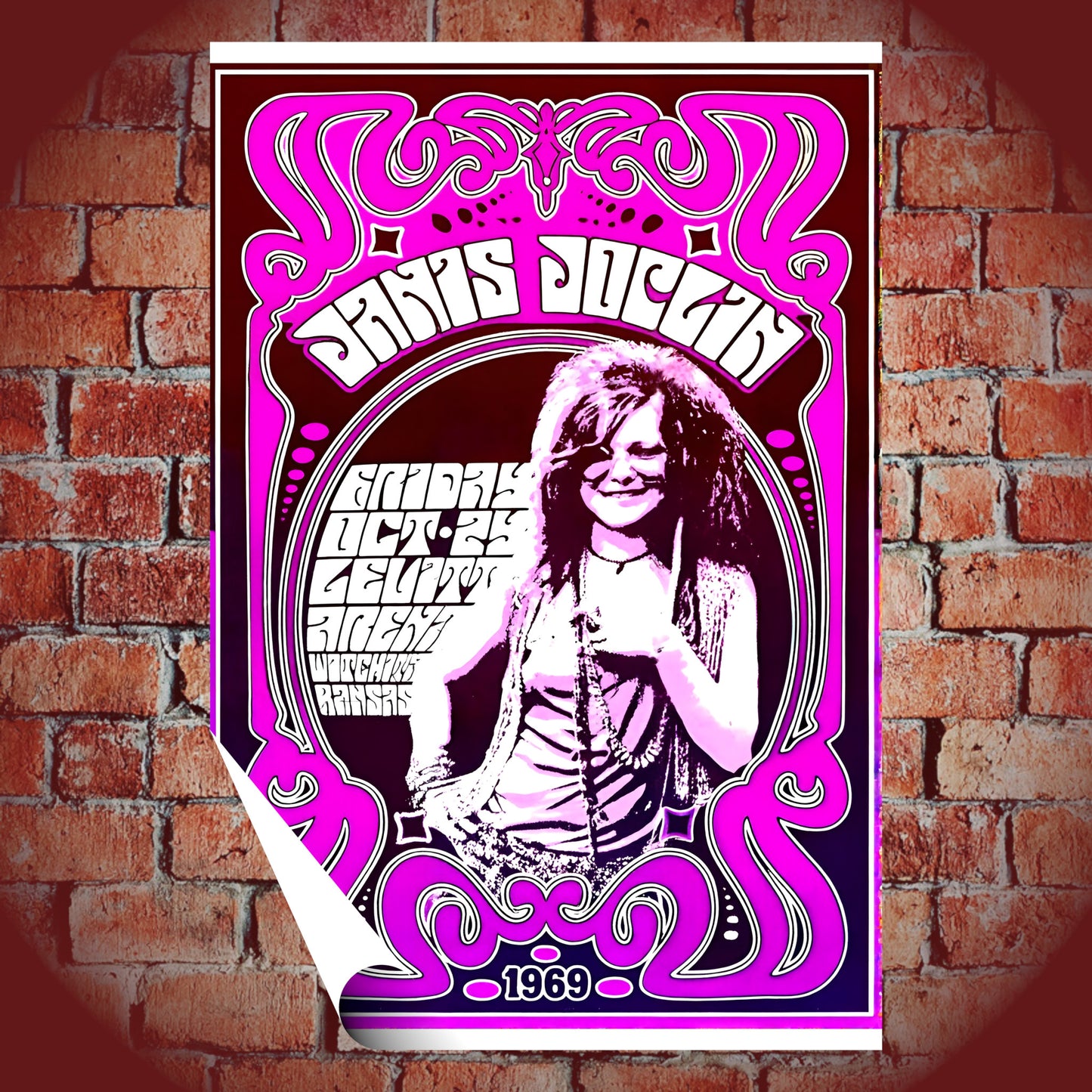 Janis Joplin Wichita Levitt Arena 1969 Vintage Concert Poster