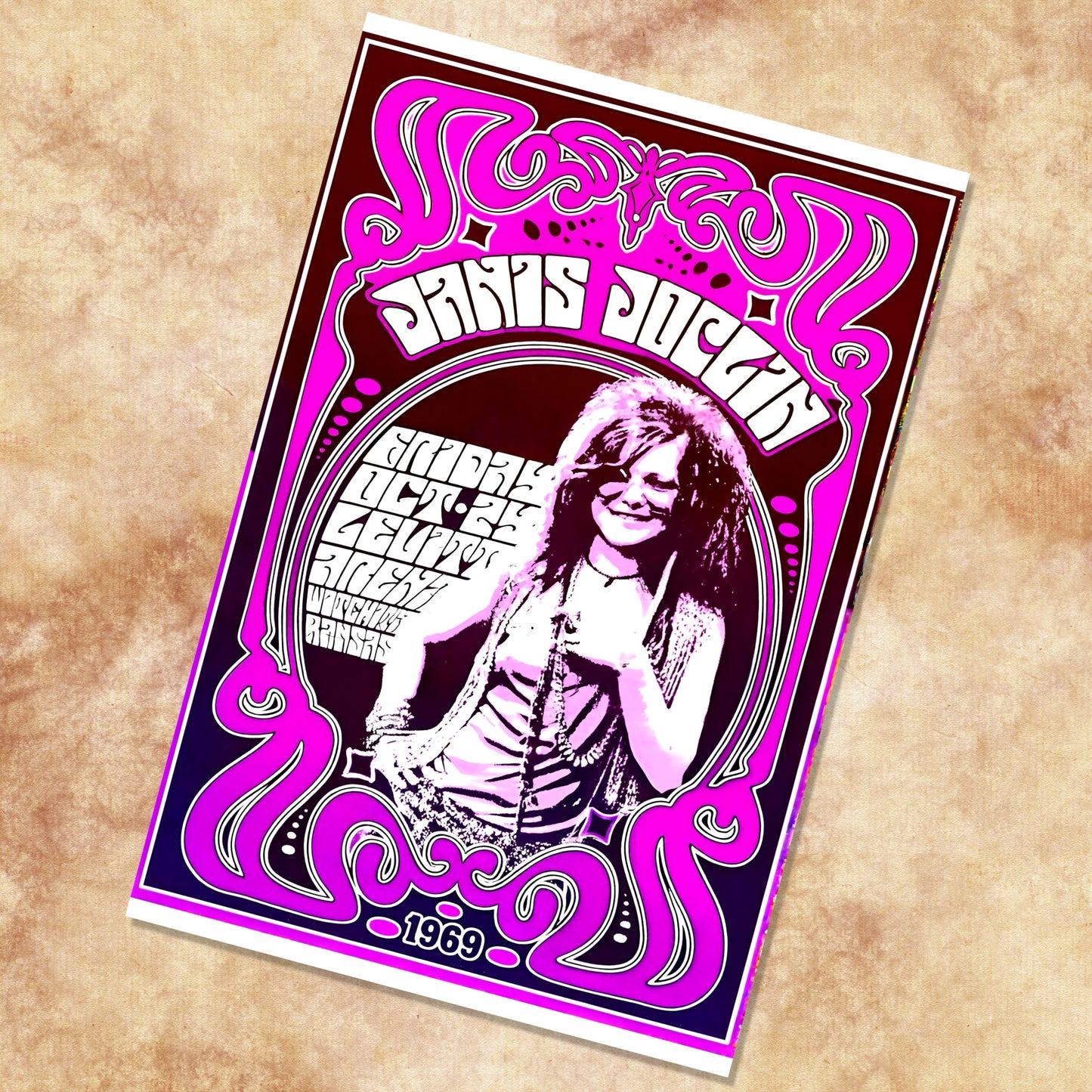 Janis Joplin Wichita Levitt Arena 1969 Vintage Concert Poster