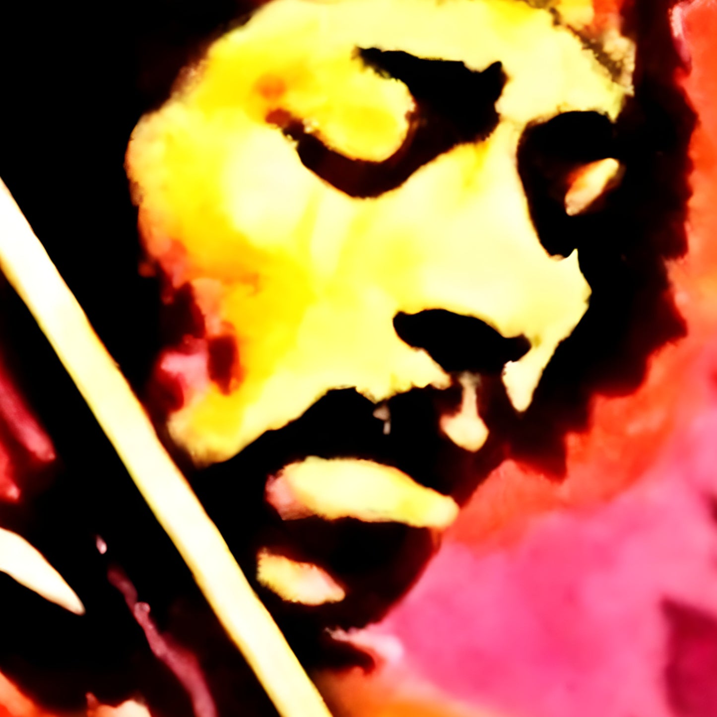 Jimi Hendrix Live Guitar Solo Art Nouveau Frame Vintage Poster