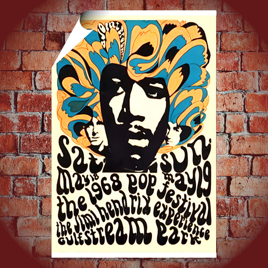 Jimi Hendrix Experience Miami Pop Festival 1968 Vintage Concert Poster