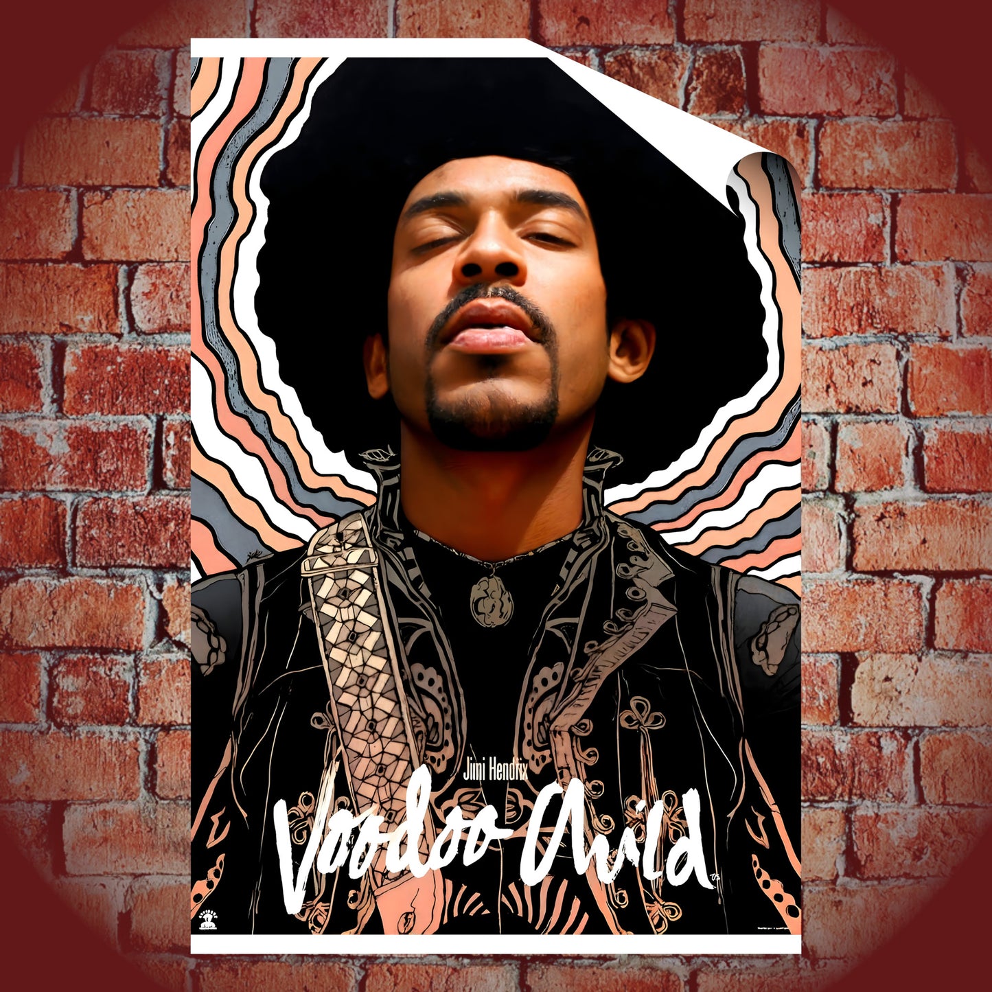 Jimi Hendrix Voodoo Child Halo Portrait Psychedelic Art Poster