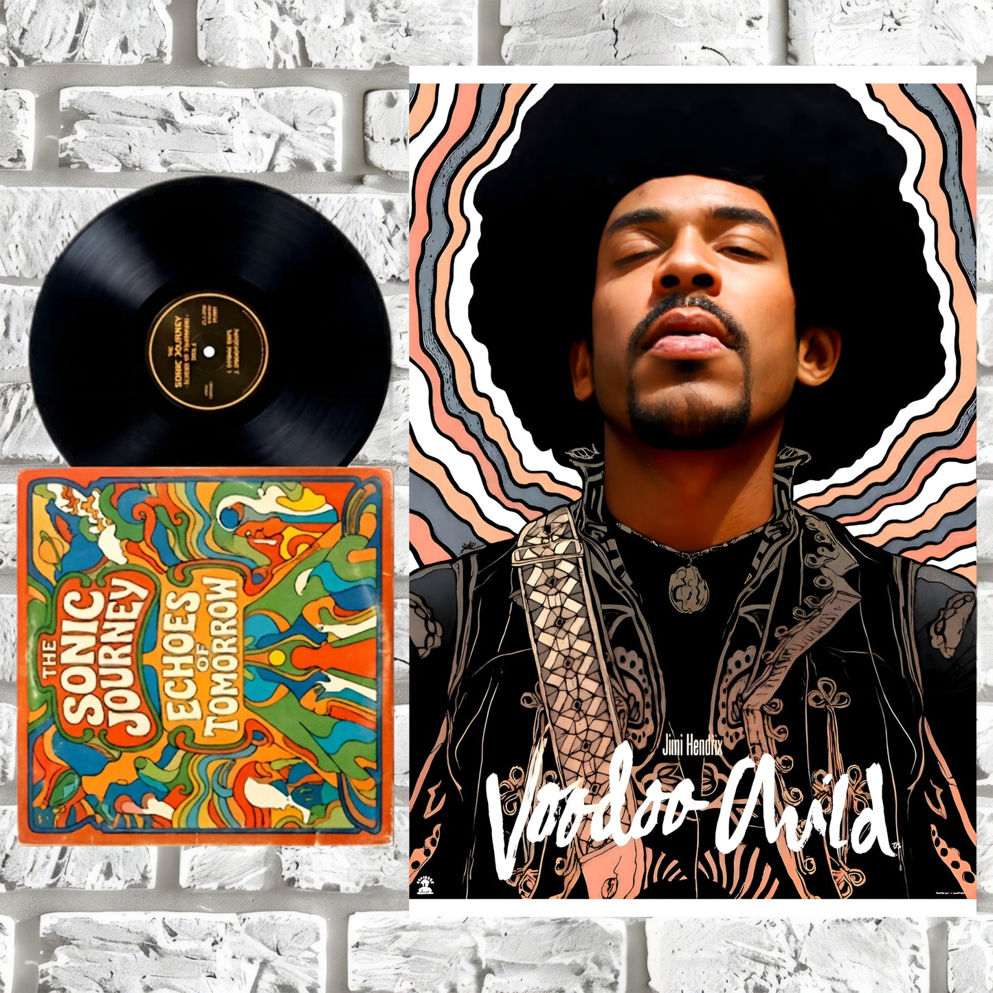 Jimi Hendrix Voodoo Child Halo Portrait Psychedelic Art Poster