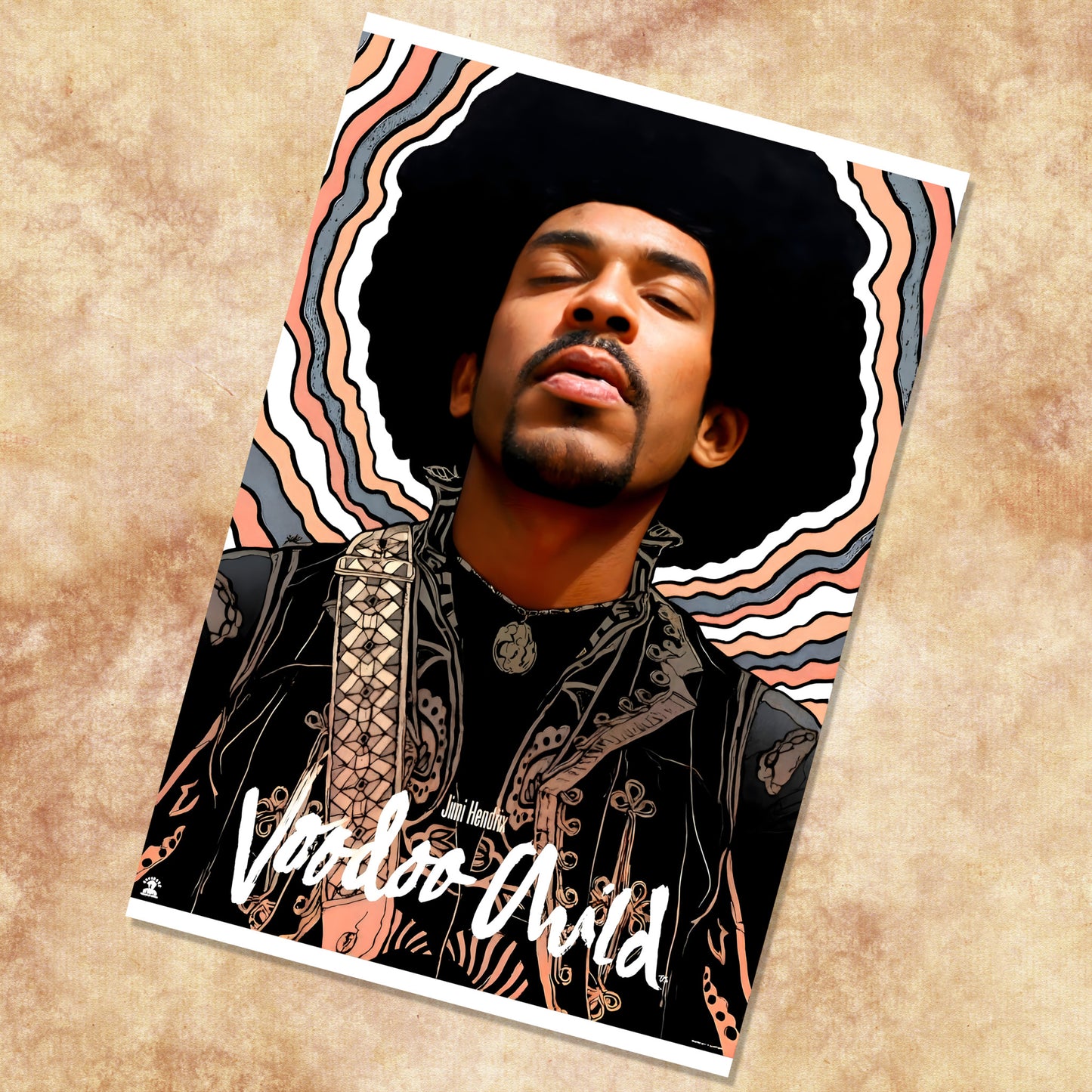 Jimi Hendrix Voodoo Child Halo Portrait Psychedelic Art Poster