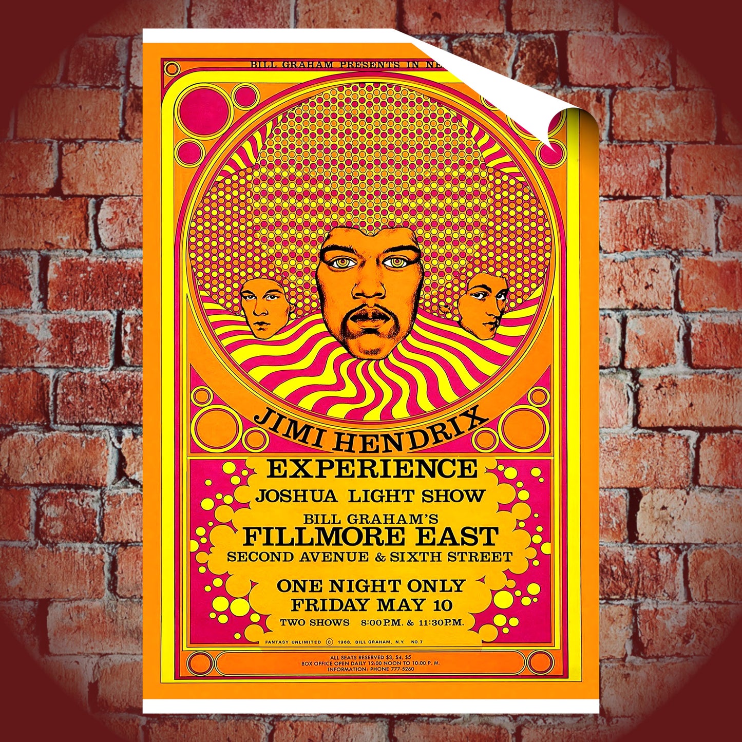 Jimi Hendrix Experience Fillmore East 1968 Vintage Concert Poster