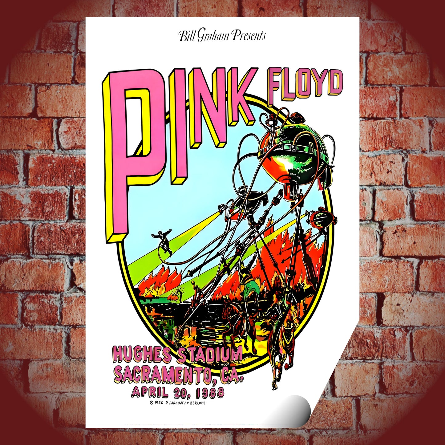 Pink Floyd Sacramento Hughes Stadium 1988 Sci-Fi Vintage Concert Poster