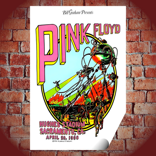 Pink Floyd Sacramento Hughes Stadium 1988 Sci-Fi Vintage Concert Poster