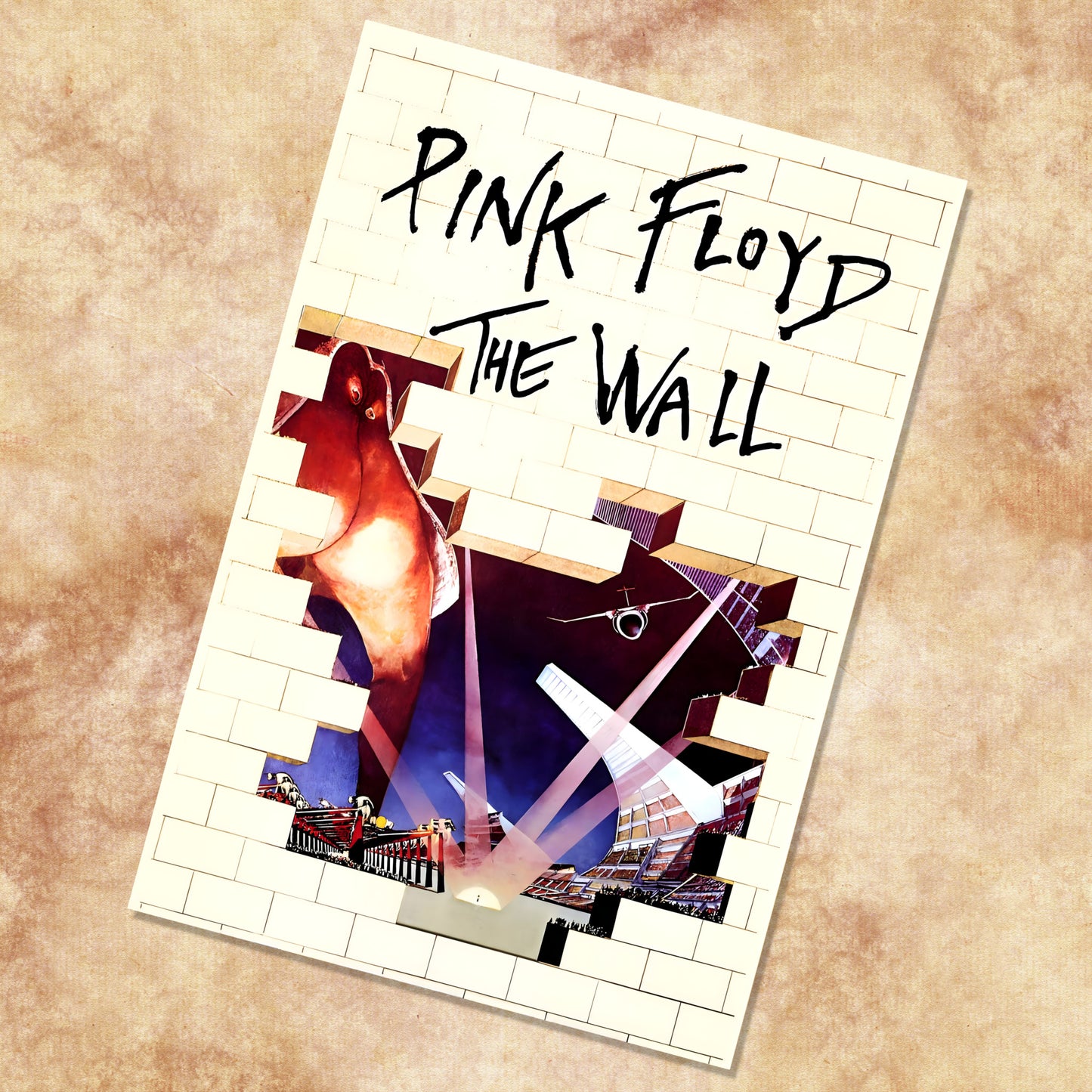 Pink Floyd The Wall Stadium Searchlights Vintage Concept Art Poster