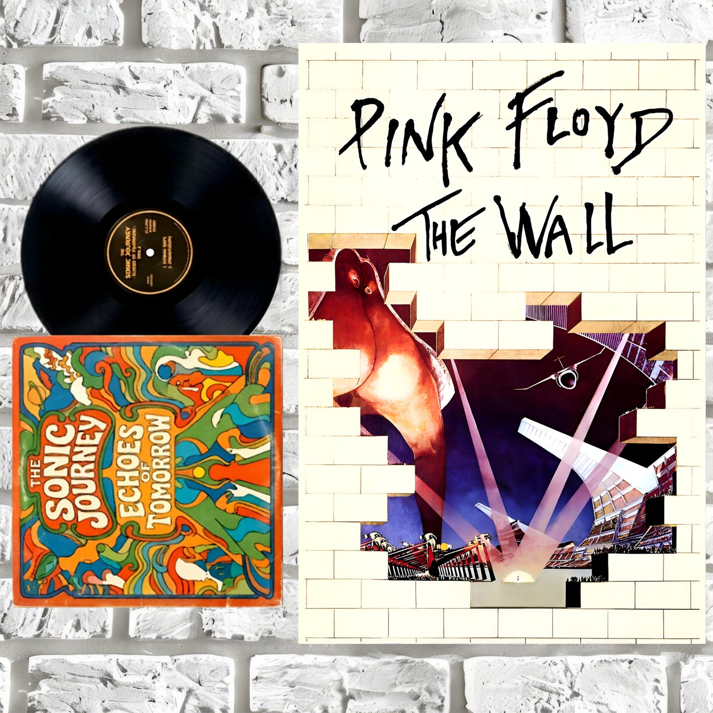 Pink Floyd The Wall Stadium Searchlights Vintage Concept Art Poster