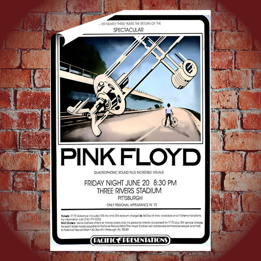 Pink Floyd Pittsburgh Three Rivers Stadium 1975 Vintage Concert Poster