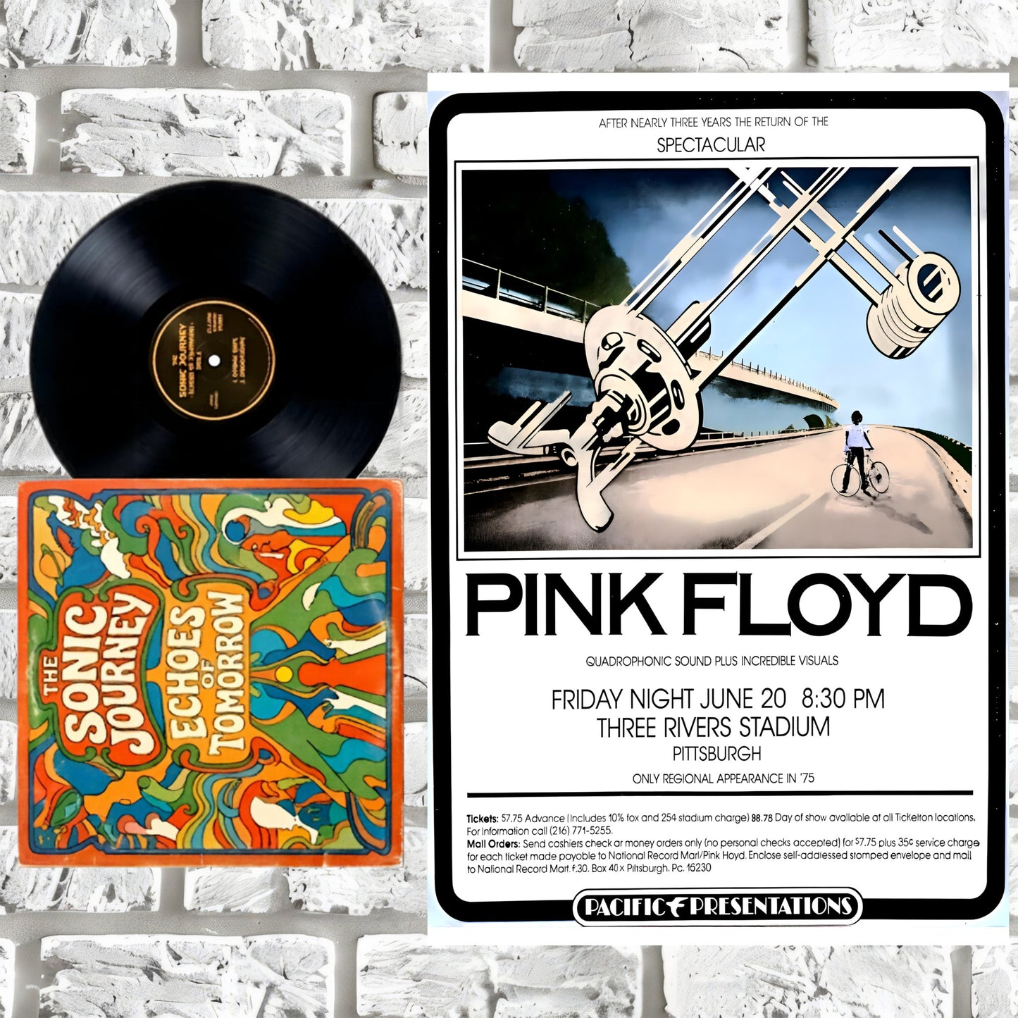 Pink Floyd Pittsburgh Three Rivers Stadium 1975 Vintage Concert Poster
