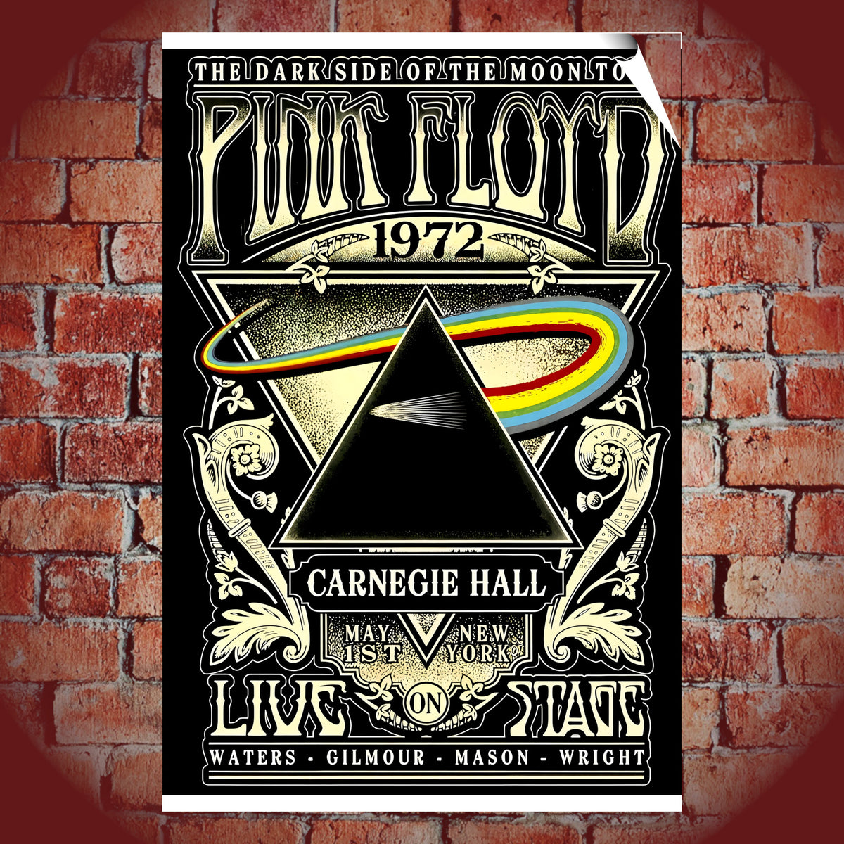 Pink Floyd Dark Side of the Moon Carnegie Hall 1972 Art Nouveau Vintage Poster