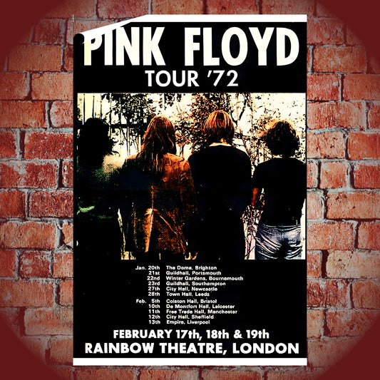 Pink Floyd UK Tour 1972 Rainbow Theatre London Vintage Concert Poster