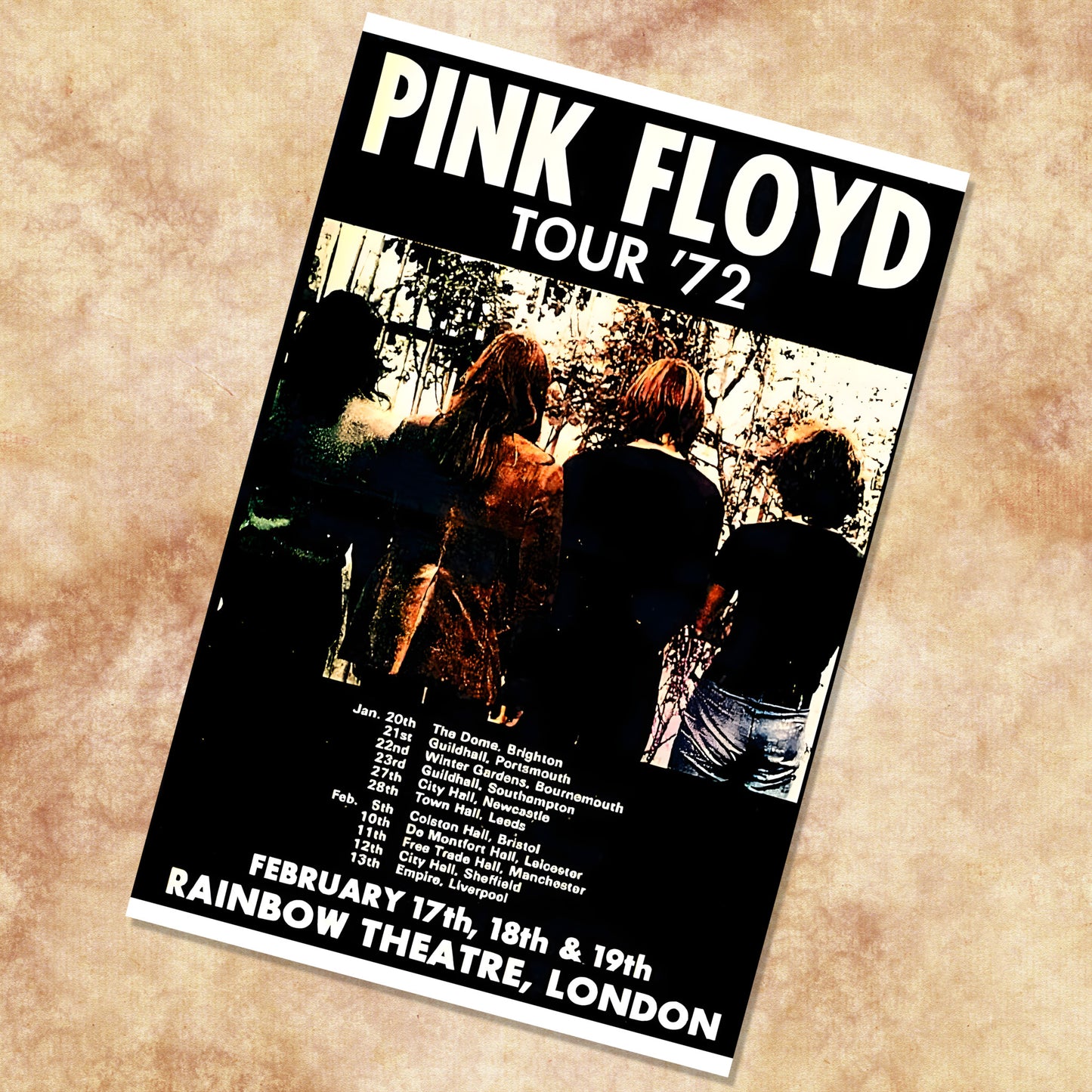 Pink Floyd UK Tour 1972 Rainbow Theatre London Vintage Concert Poster
