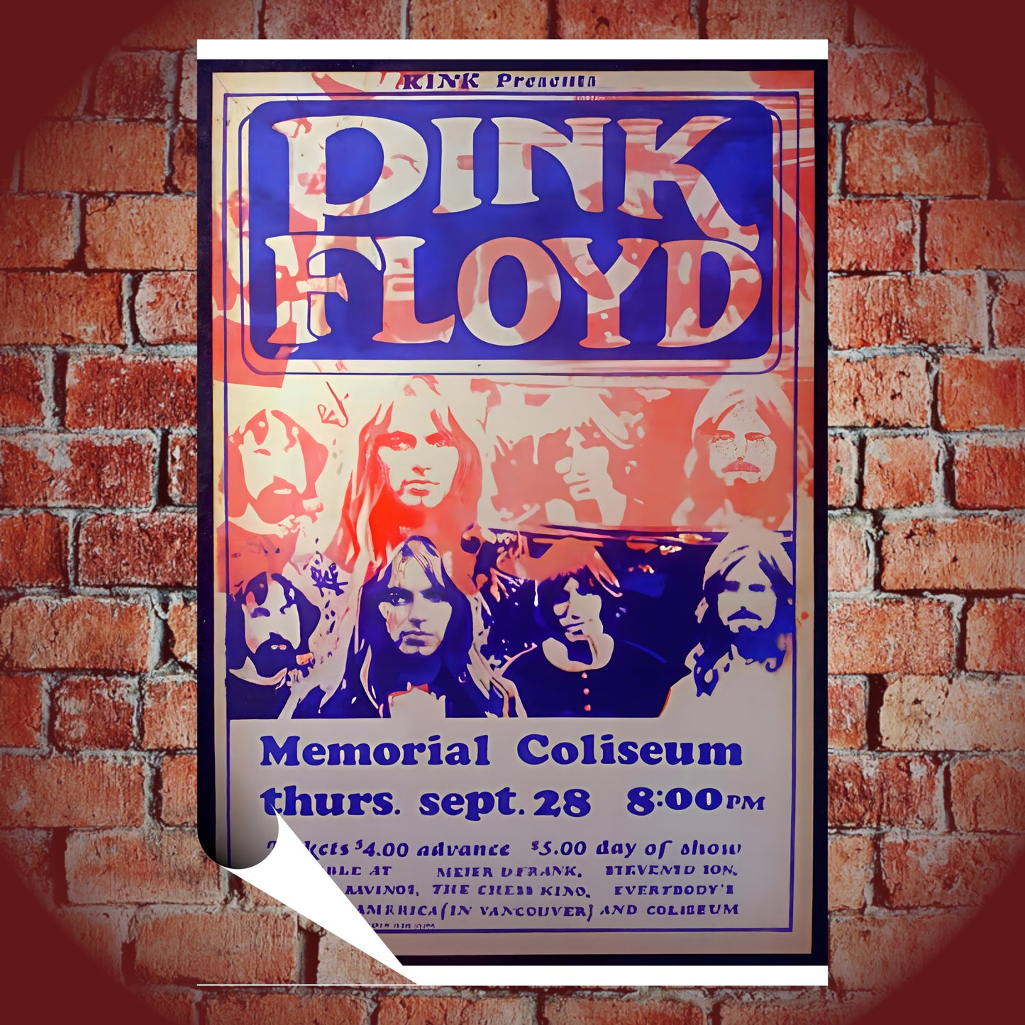 Pink Floyd Portland Memorial Coliseum 1972 Vintage Concert Poster