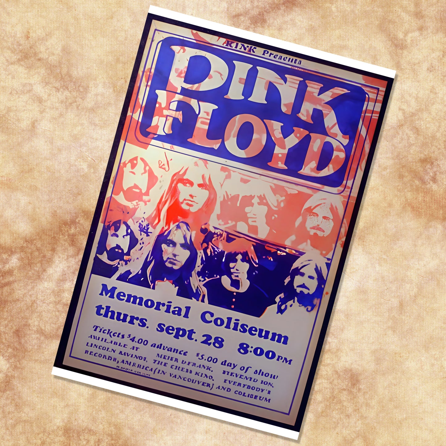 Pink Floyd Portland Memorial Coliseum 1972 Vintage Concert Poster