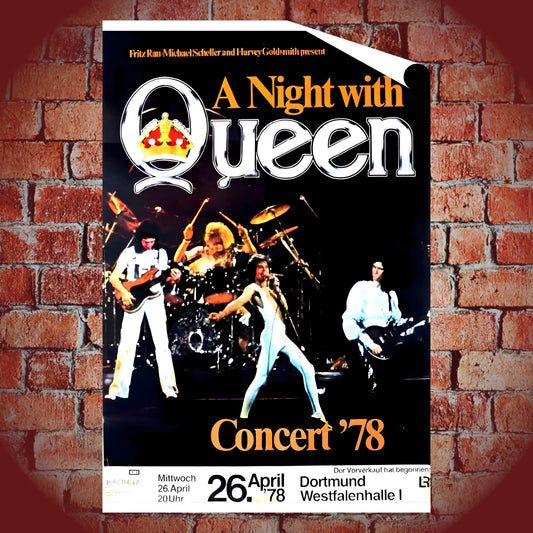 Queen Concert '78 Dortmund Westfalenhalle Vintage Tour Poster