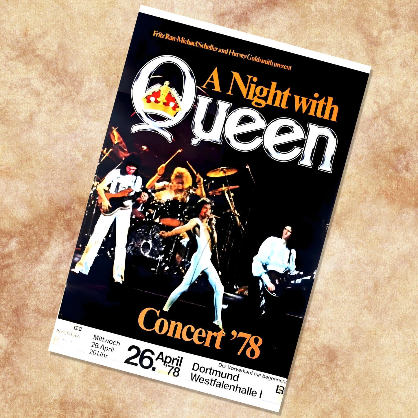 Queen Concert '78 Dortmund Westfalenhalle Vintage Tour Poster
