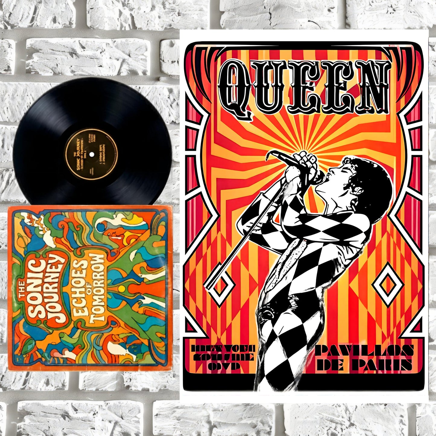 Queen Freddie Mercury Harlequin Paris Pavillon de Paris Vintage Poster