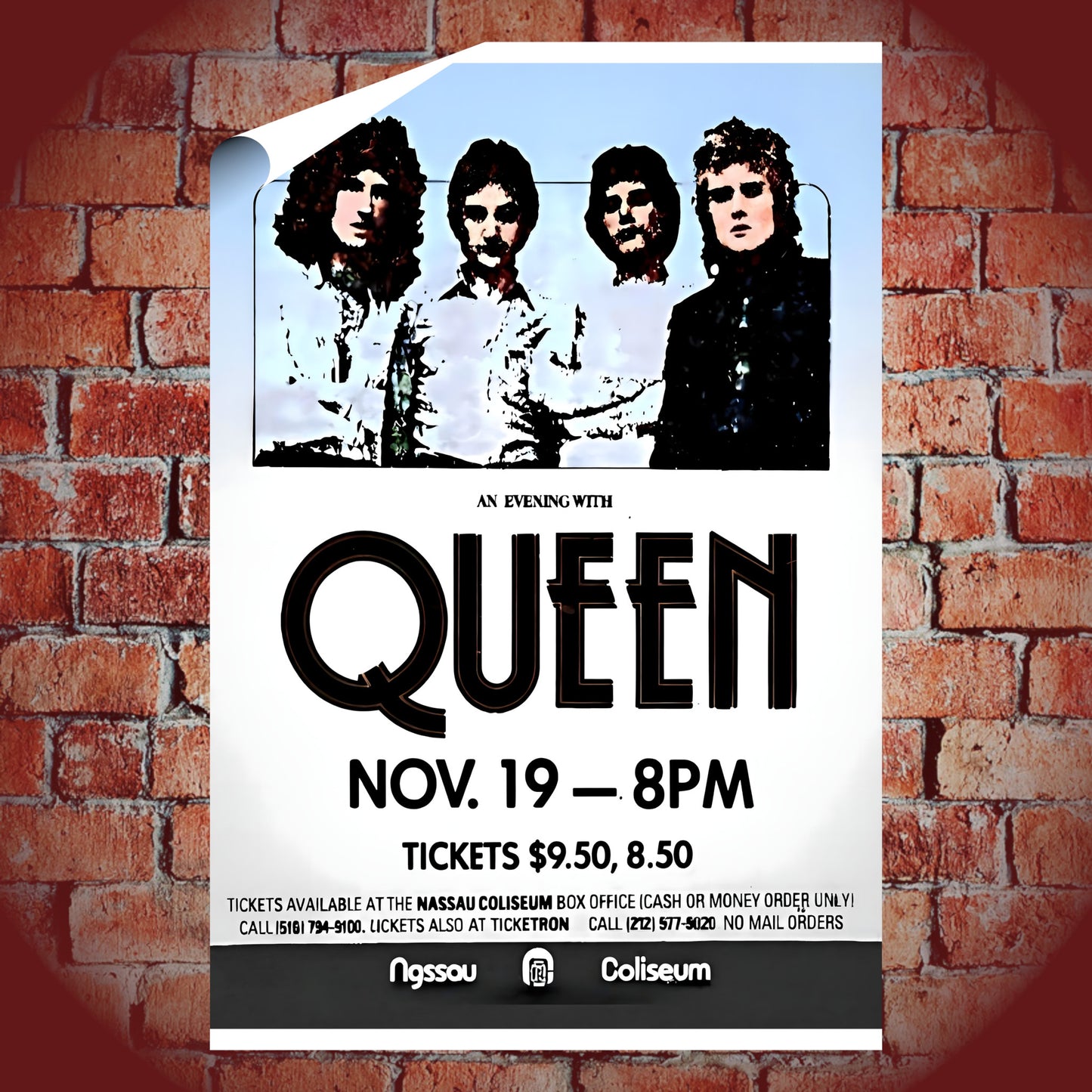 Queen Nassau Coliseum New York Vintage Arena Concert Poster