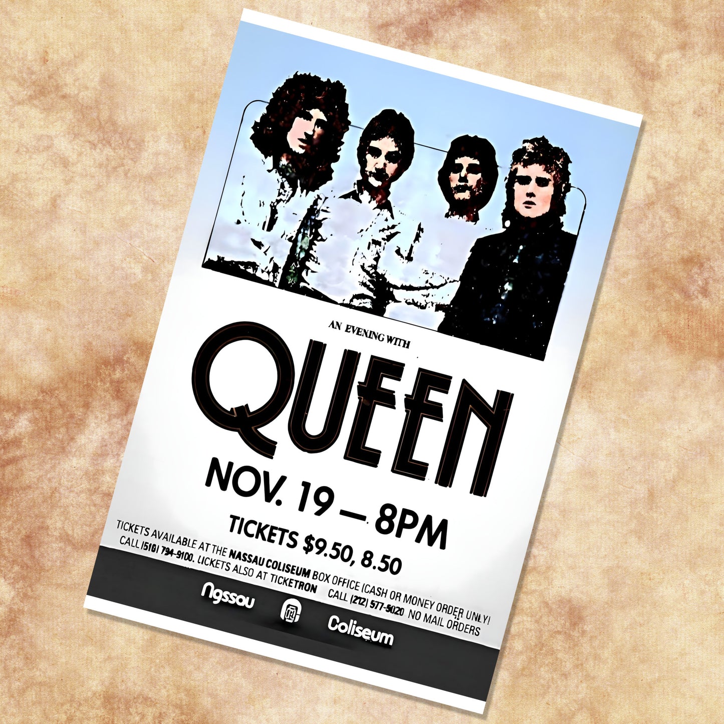 Queen Nassau Coliseum New York Vintage Arena Concert Poster
