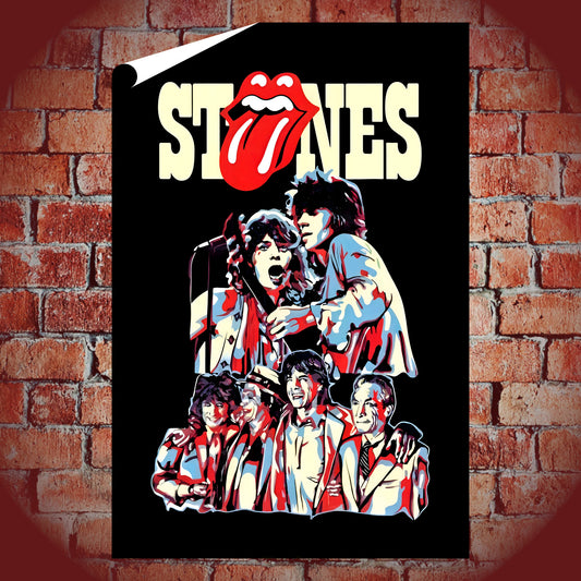 Rolling Stones Tongue Logo Pop Art Vintage Rock Poster
