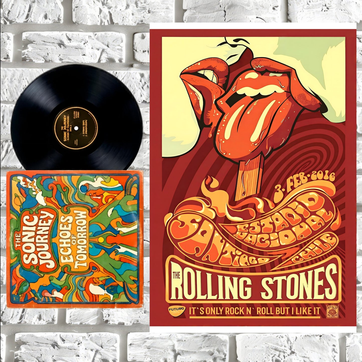 Rolling Stones Santiago Chile Estadio Nacional Concert Art Poster