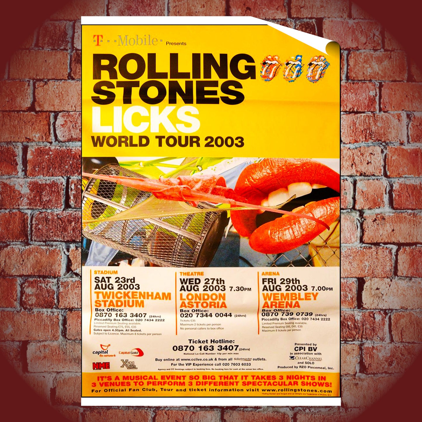 Rolling Stones Licks World Tour London 2003 Vintage Concert Poster