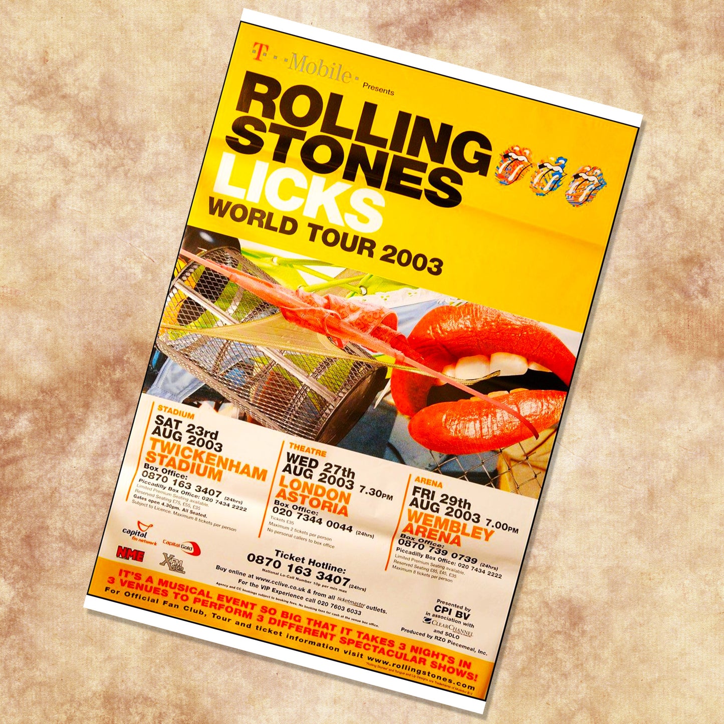 Rolling Stones Licks World Tour London 2003 Vintage Concert Poster