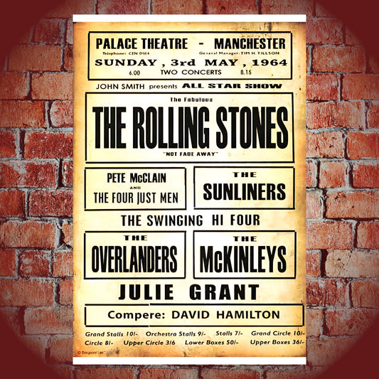 Rolling Stones Manchester Palace Theatre 1964 Vintage UK Concert Poster