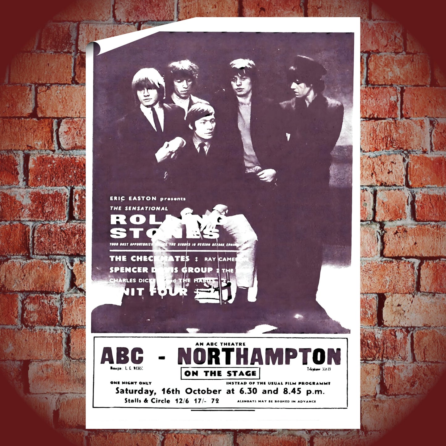 Rolling Stones ABC Northampton 1965 Vintage UK Concert Poster
