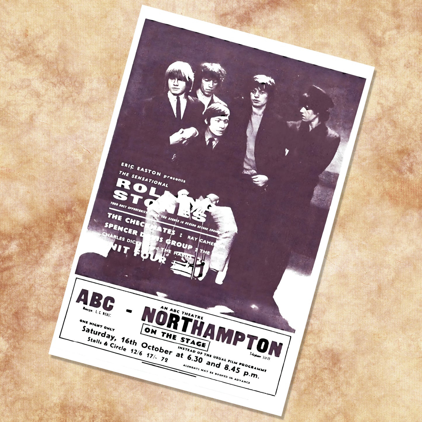 Rolling Stones ABC Northampton 1965 Vintage UK Concert Poster