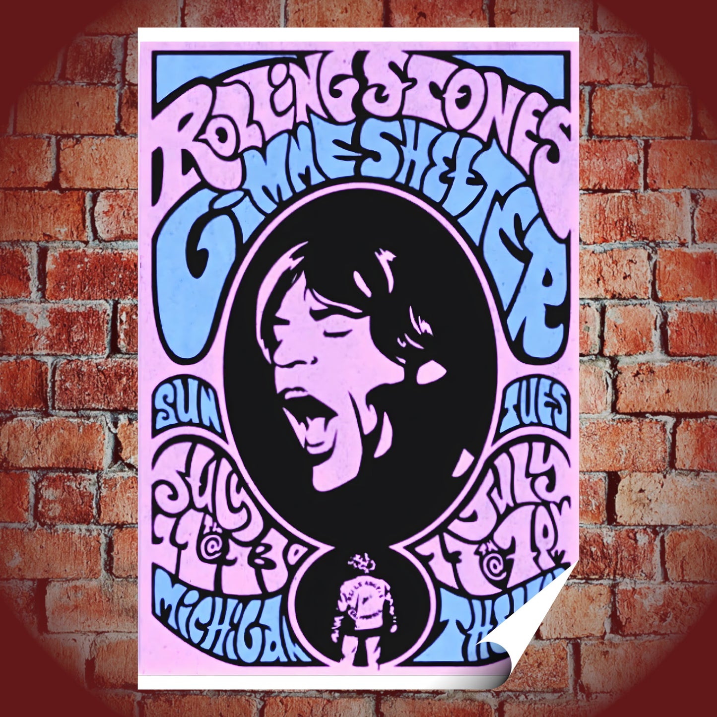 Rolling Stones Gimme Shelter Michigan Theater Psychedelic Movie Poster