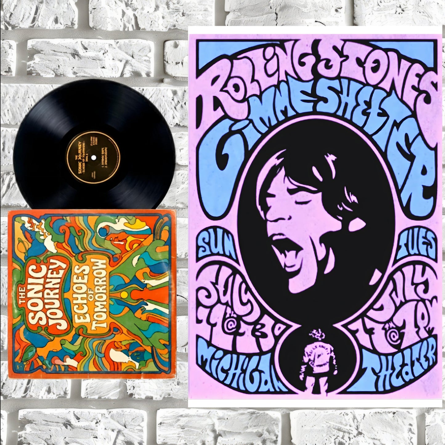 Rolling Stones Gimme Shelter Michigan Theater Psychedelic Movie Poster
