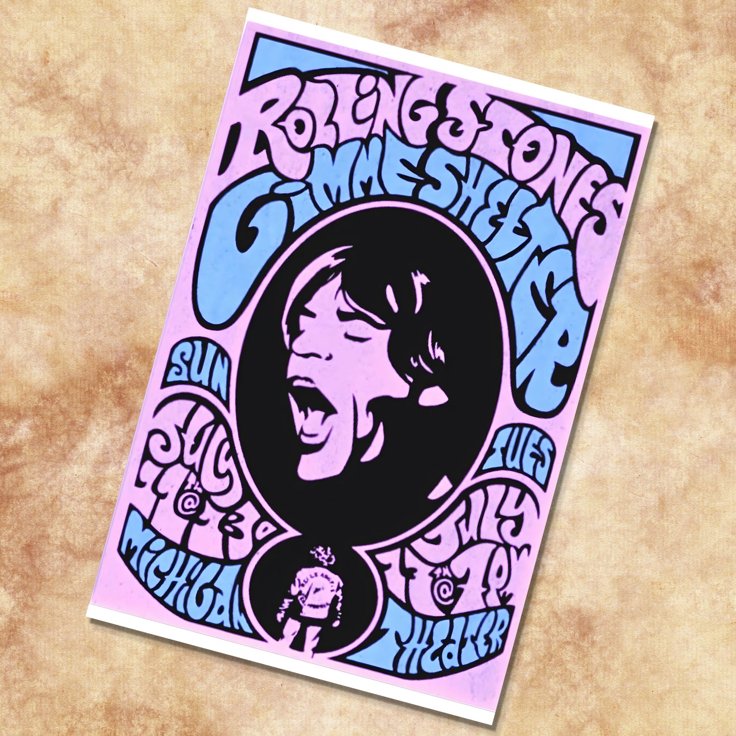 Rolling Stones Gimme Shelter Michigan Theater Psychedelic Movie Poster