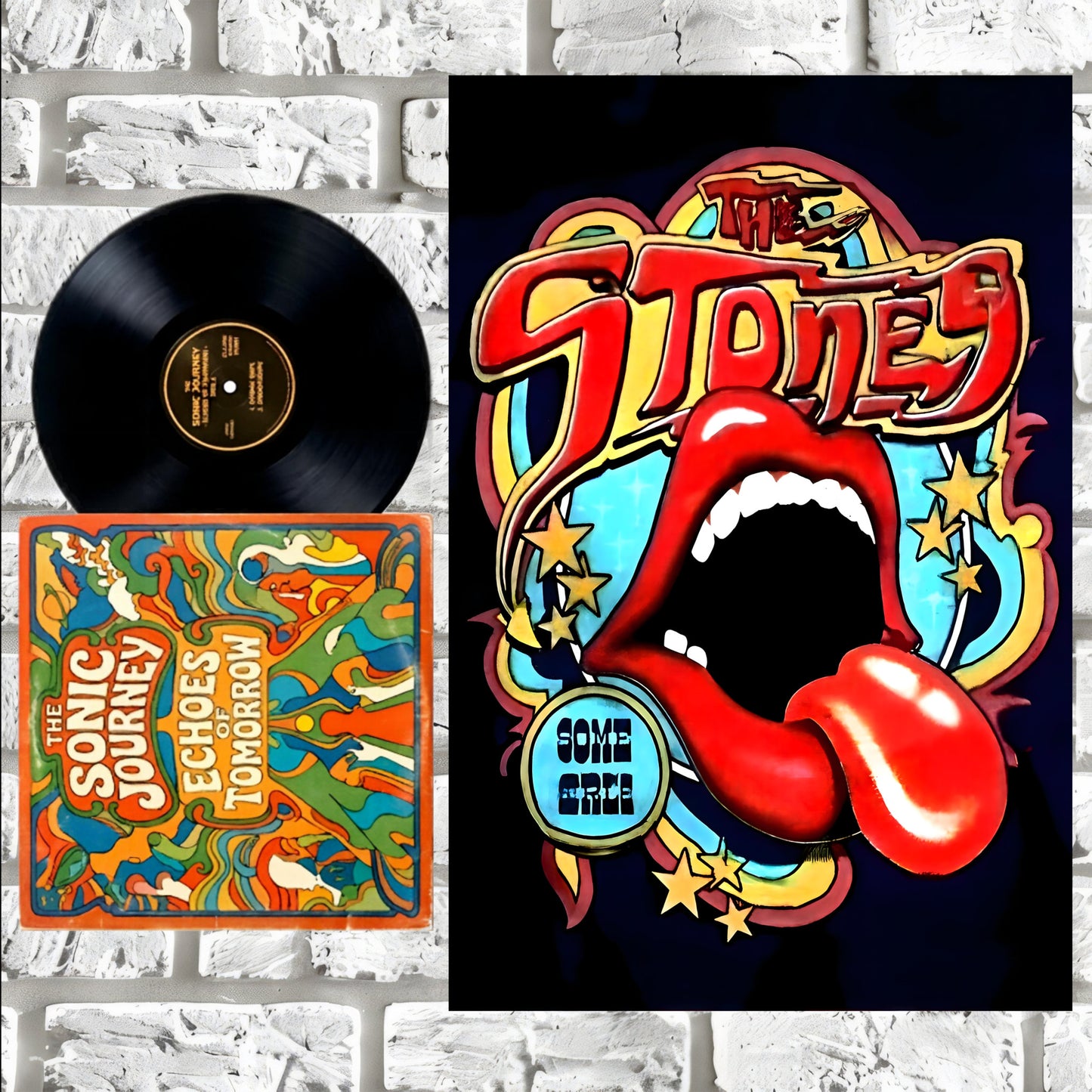 Rolling Stones Album Tongue Logo Vintage Art Poster