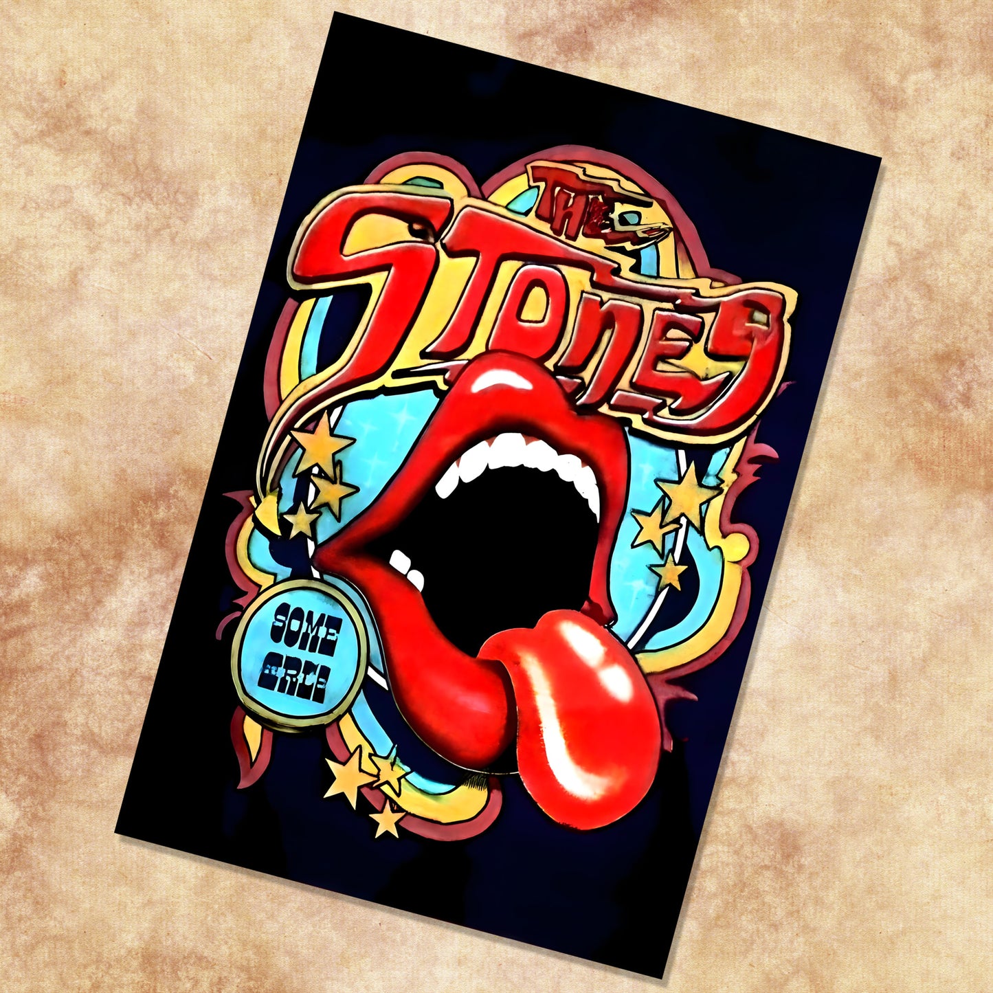 Rolling Stones Album Tongue Logo Vintage Art Poster