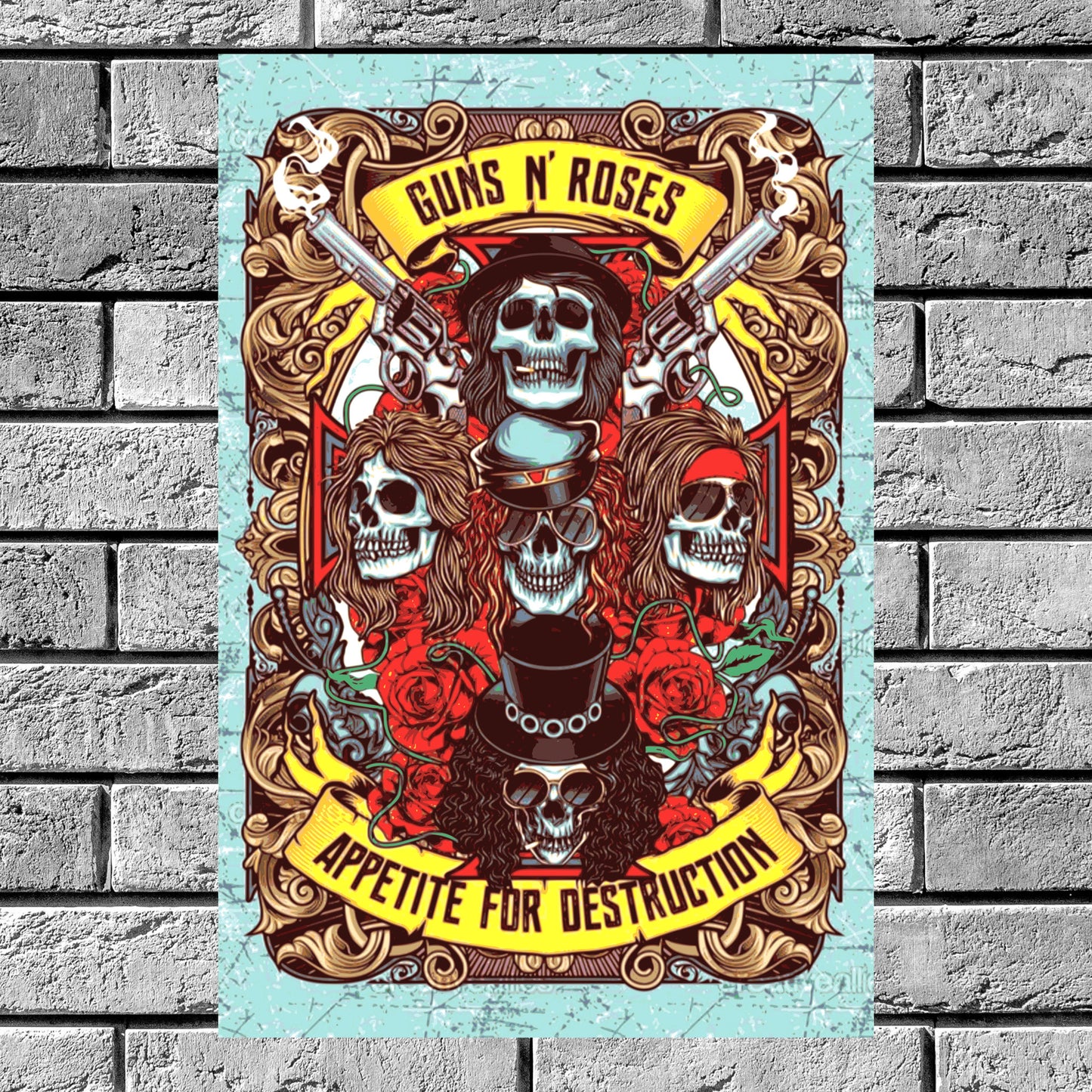 Guns N' Roses Appetite for Destruction Vintage Art Rock Poster