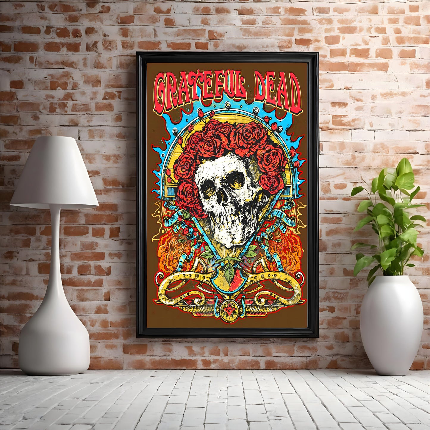 Grateful Dead Skull and Roses Vintage Psychedelic Art Poster