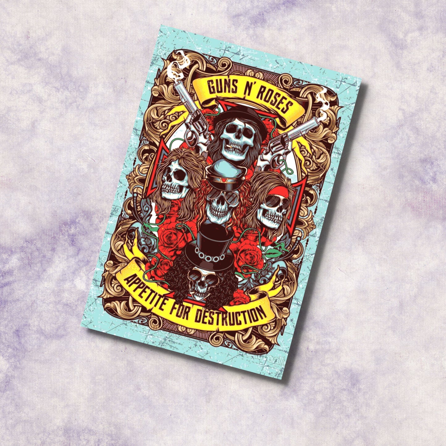 Guns N' Roses Appetite for Destruction Vintage Art Rock Poster
