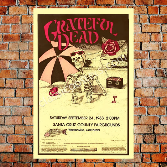 Grateful Dead 1983 Santa Cruz California Vintage Concert Poster