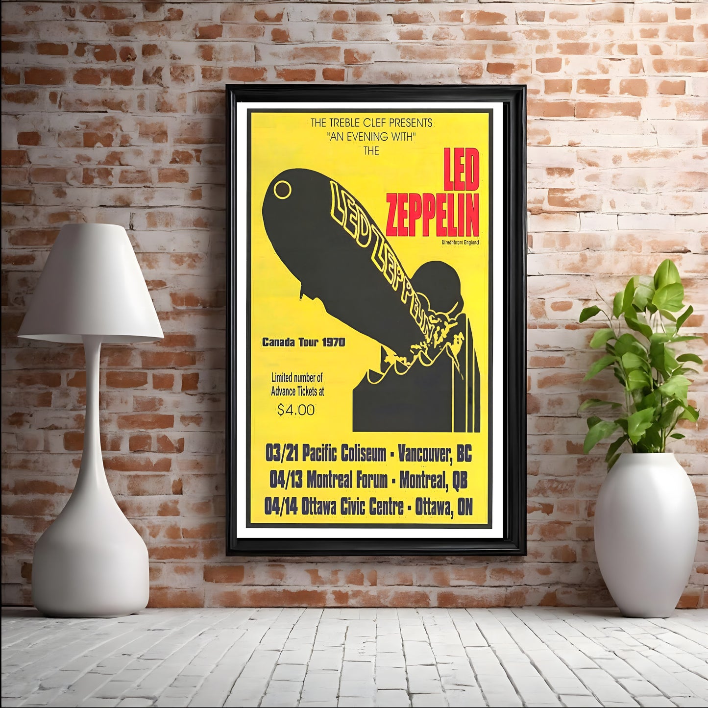 Led Zeppelin 1970 Canada Tour Vintage Concert Poster - Hard Rock Art