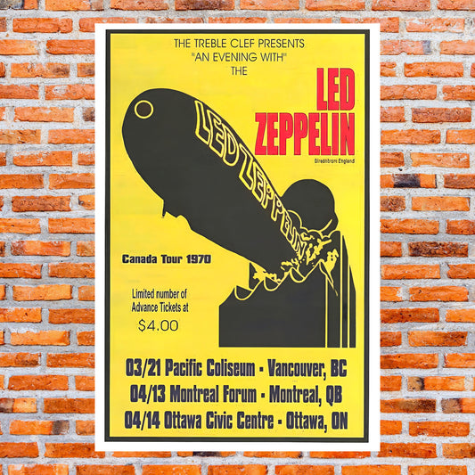 Led Zeppelin 1970 Canada Tour Vintage Concert Poster - Hard Rock Art