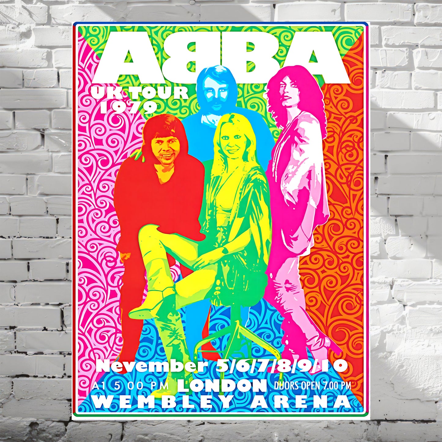 ABBA 1979 London Wembley Arena UK Tour Vintage Pop Art Poster