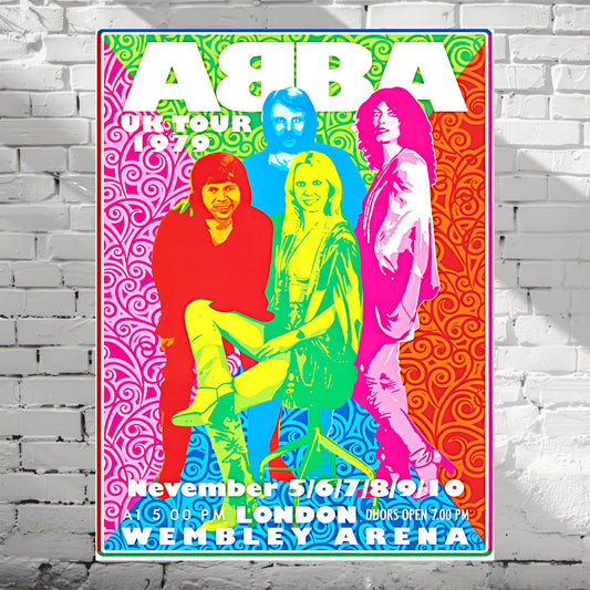 ABBA 1979 London Wembley Arena UK Tour Vintage Pop Art Poster