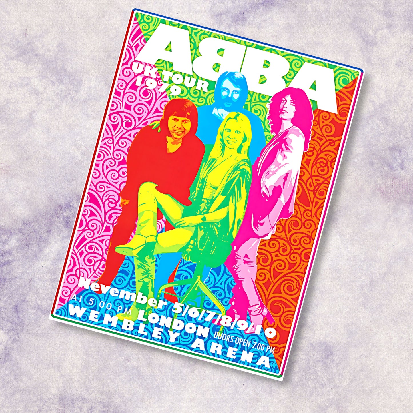 ABBA 1979 London Wembley Arena UK Tour Vintage Pop Art Poster