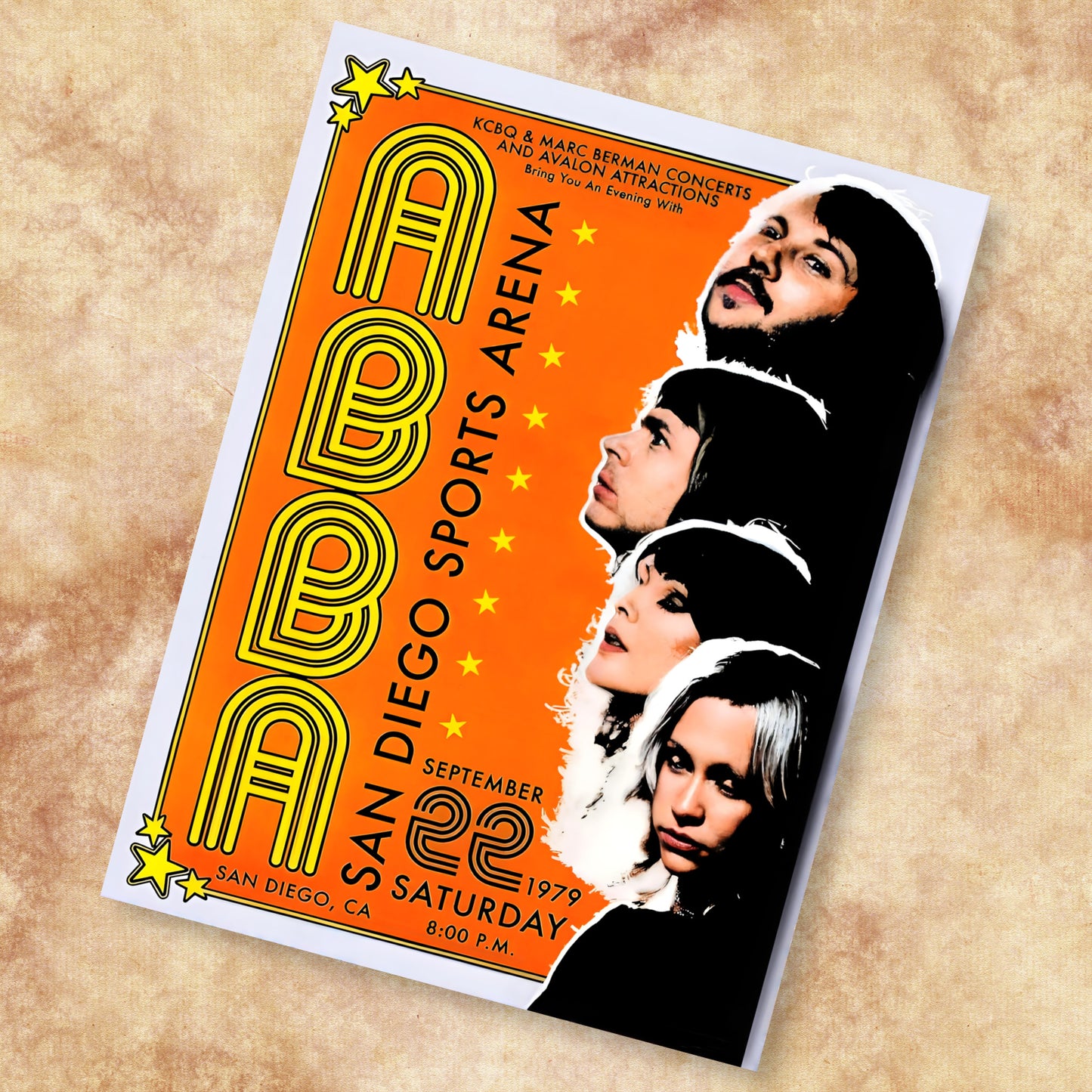 ABBA 1979 San Diego Sports Arena Vintage North American Tour Poster