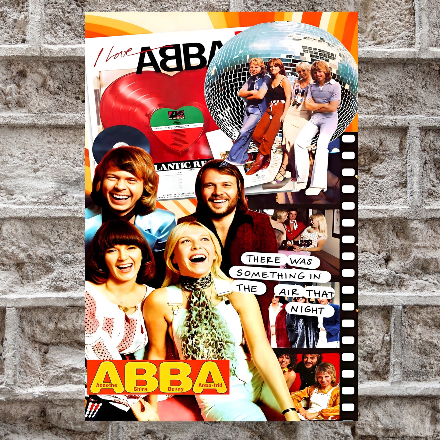 ABBA Fernando Lyric & Disco Ball Vintage Multimedia Collage