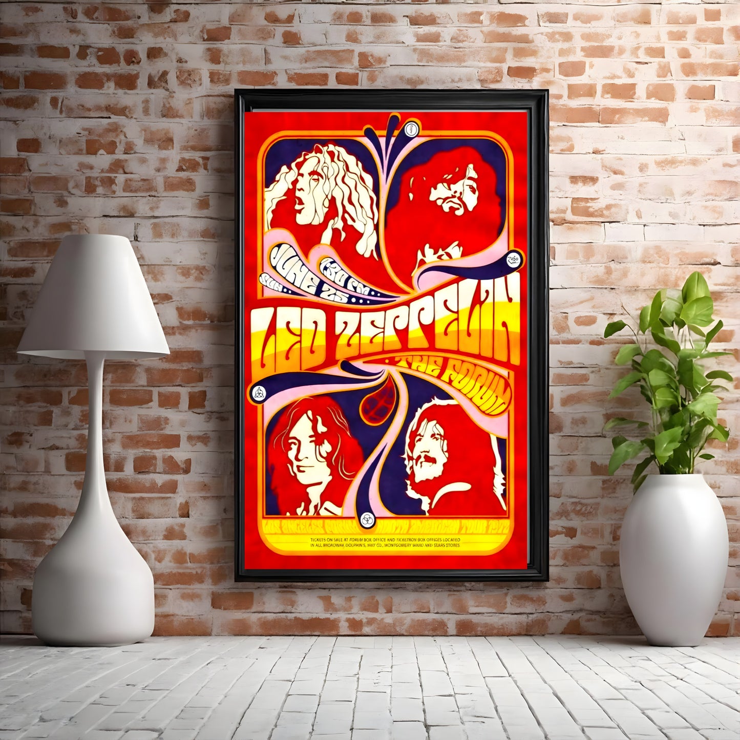 Led Zeppelin 1972 Los Angeles Forum Psychedelic Concert Poster