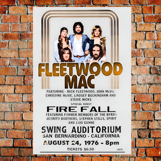 Fleetwood Mac 1976 San Bernardino Concert Poster - Vintage Art Print