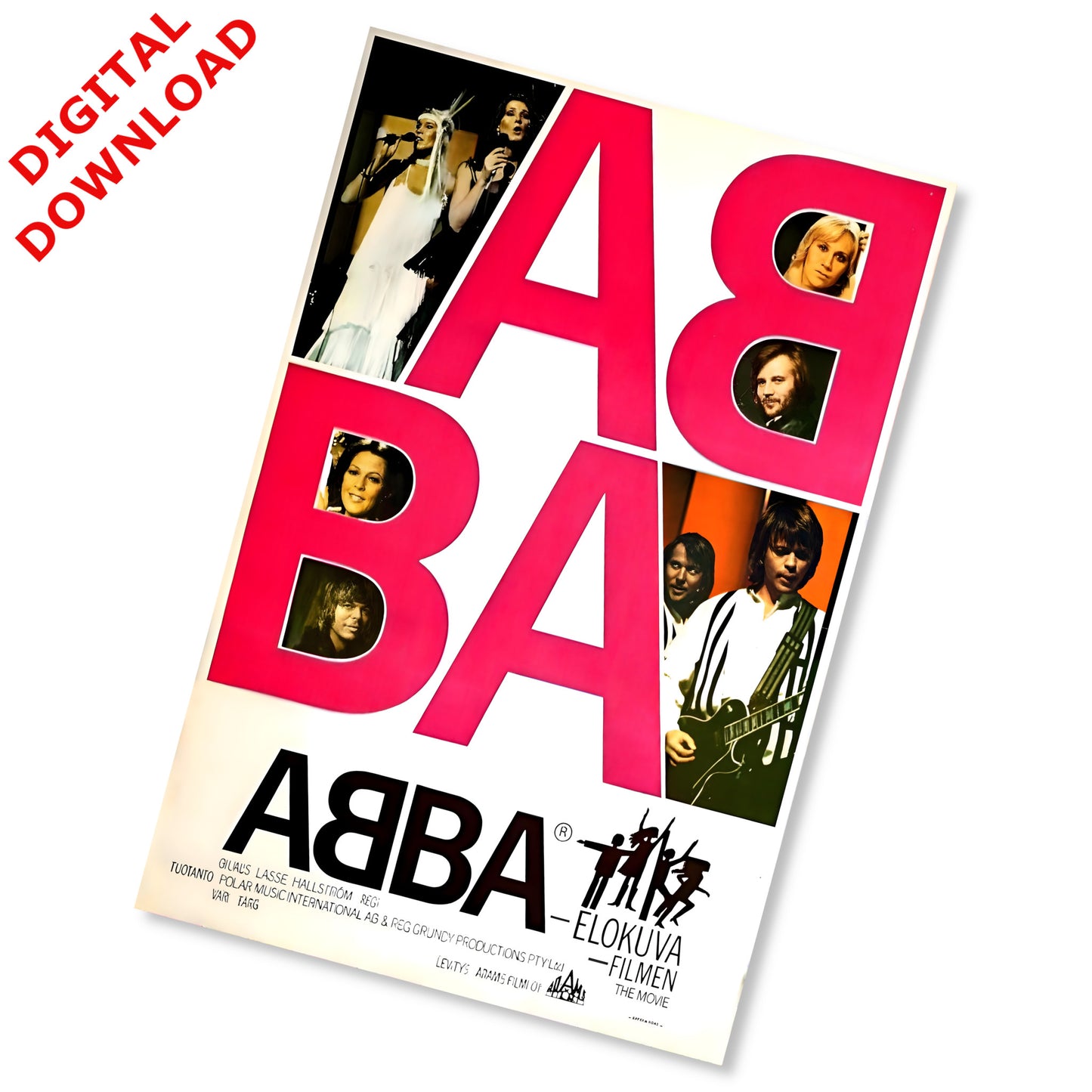 ABBA The Movie 1977 Vintage Scandinavian Cinema Art Poster - Instant DigitalDownload